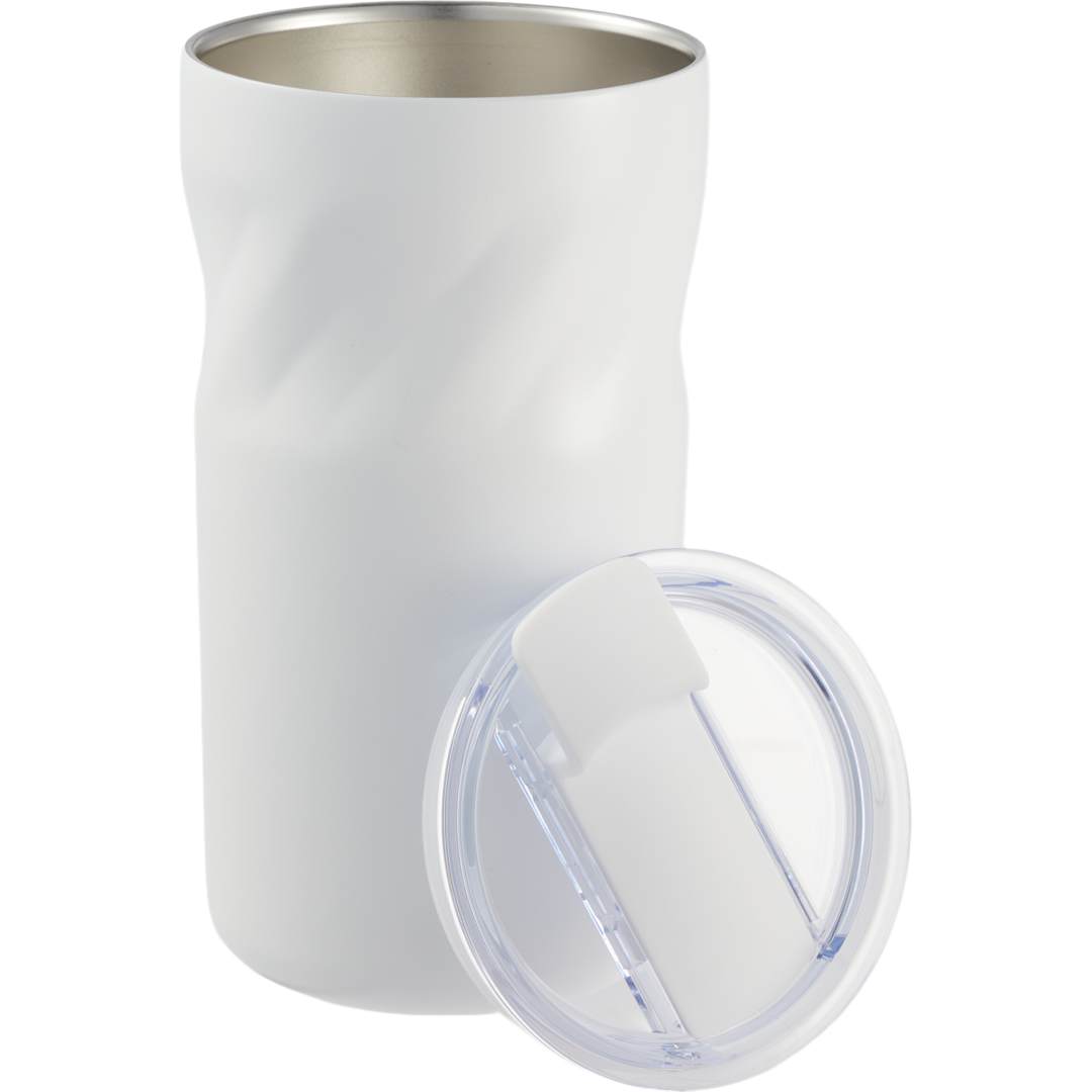 Front View of White Thalia 16oz Vacuum Tumbler plain