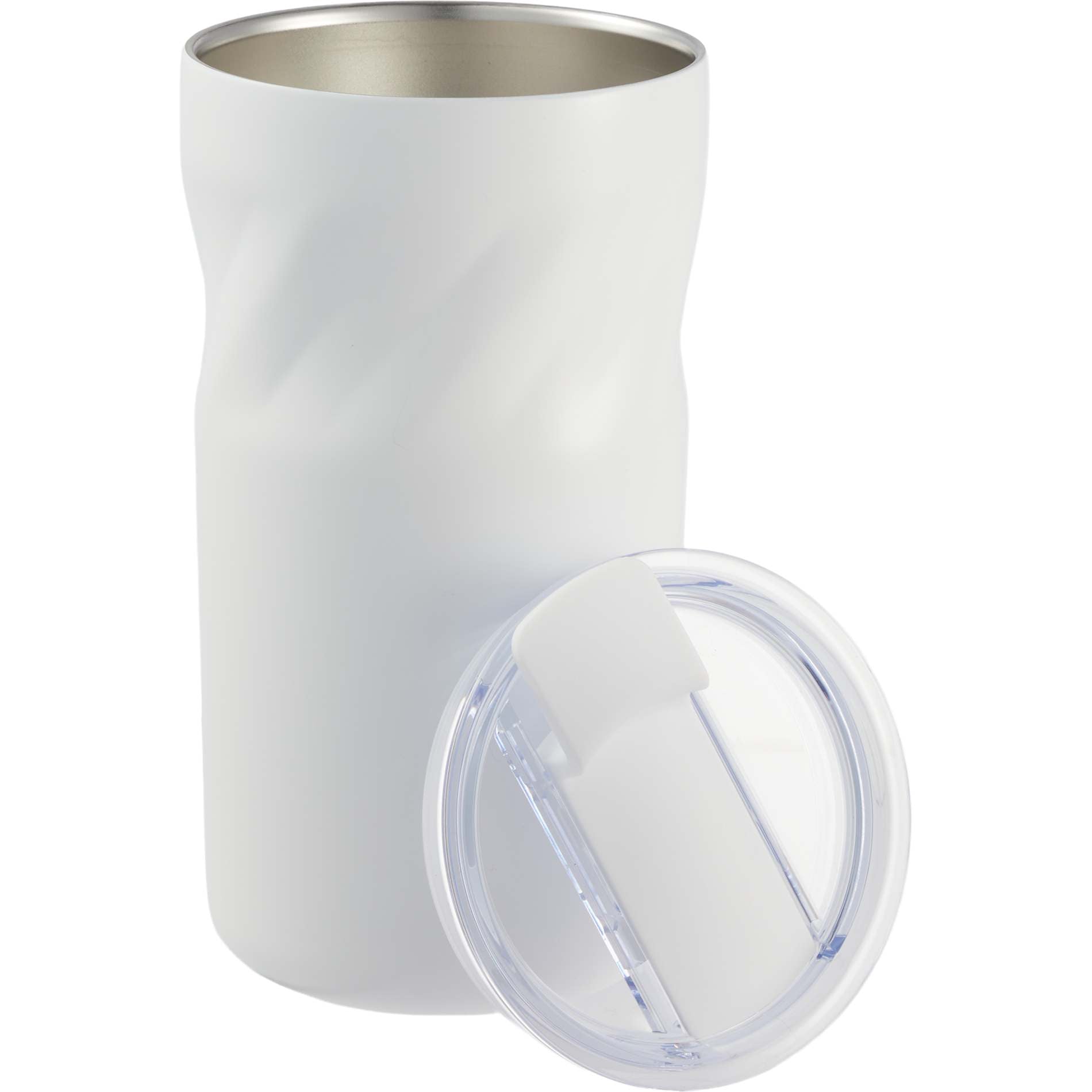 Front View of White Thalia 16oz Vacuum Tumbler plain