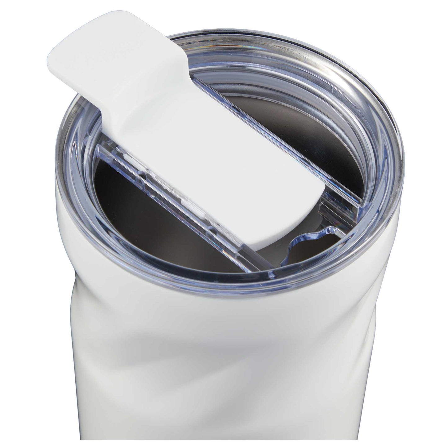 Front View of White Thalia 16oz Vacuum Tumbler