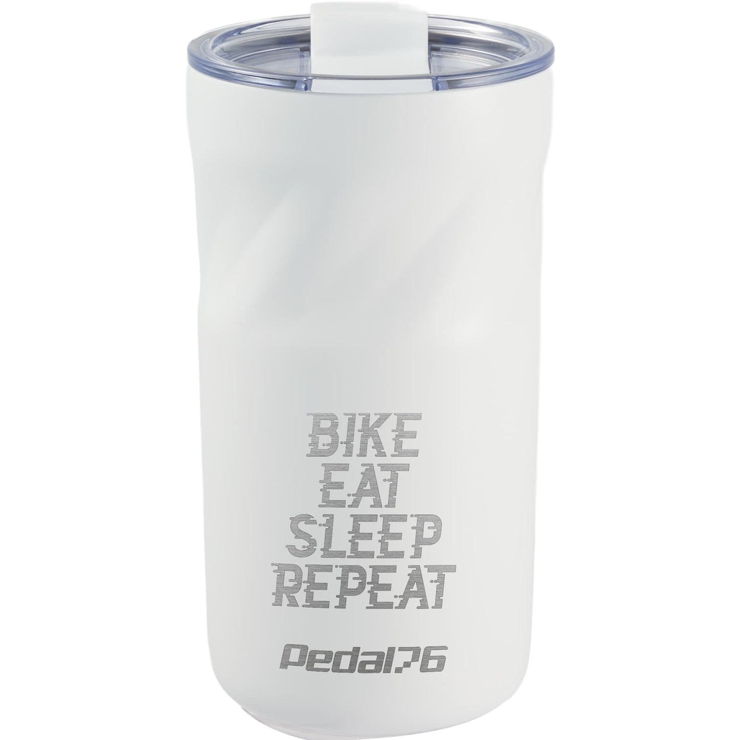 Front View of White Thalia 16oz Vacuum Tumbler