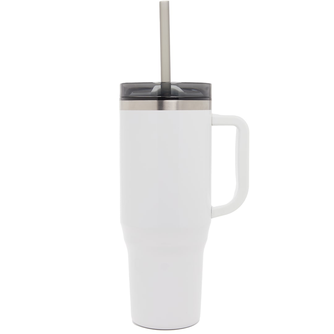 Front View of White Thor 40oz Straw Tumbler plain