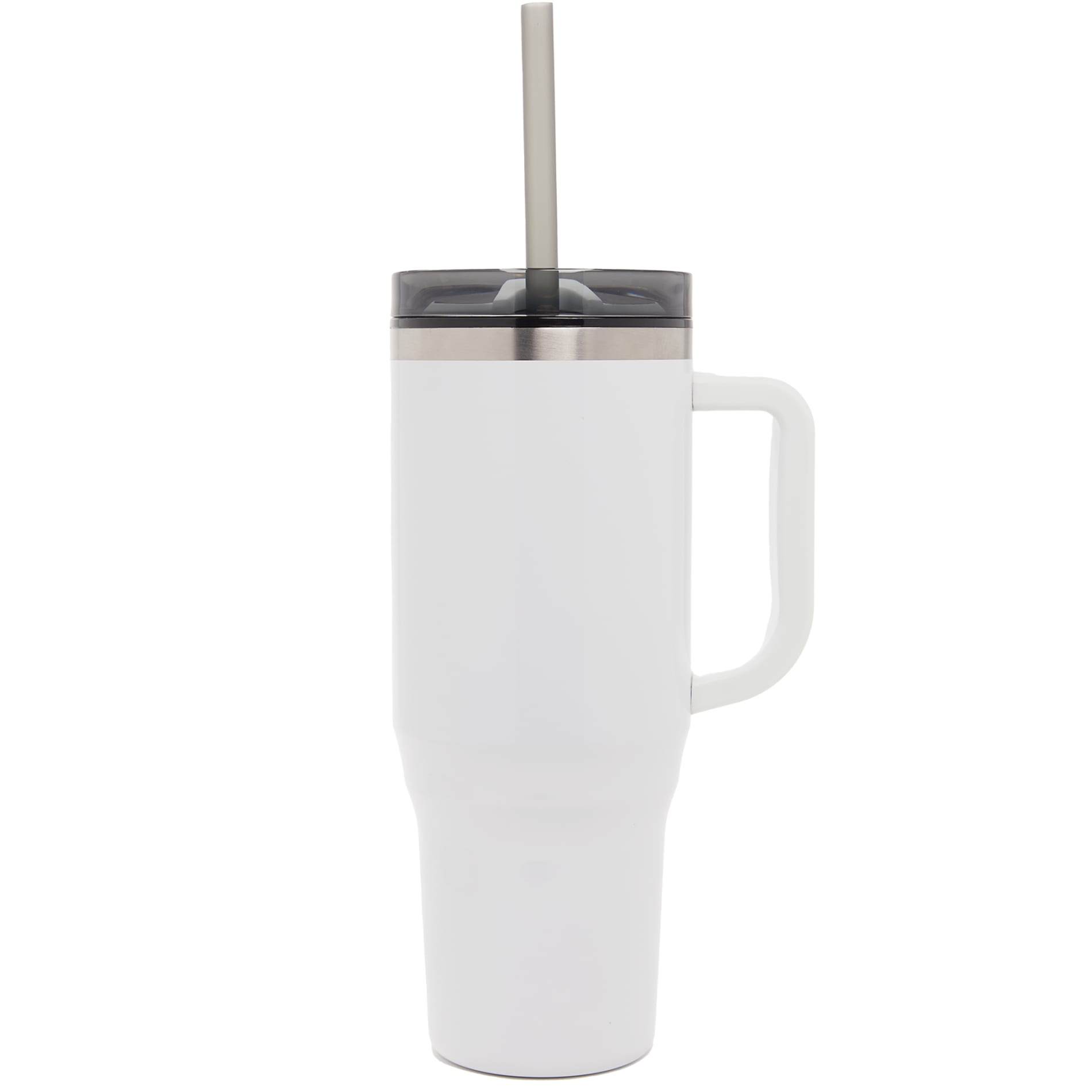 Front View of White Thor 40oz Straw Tumbler plain