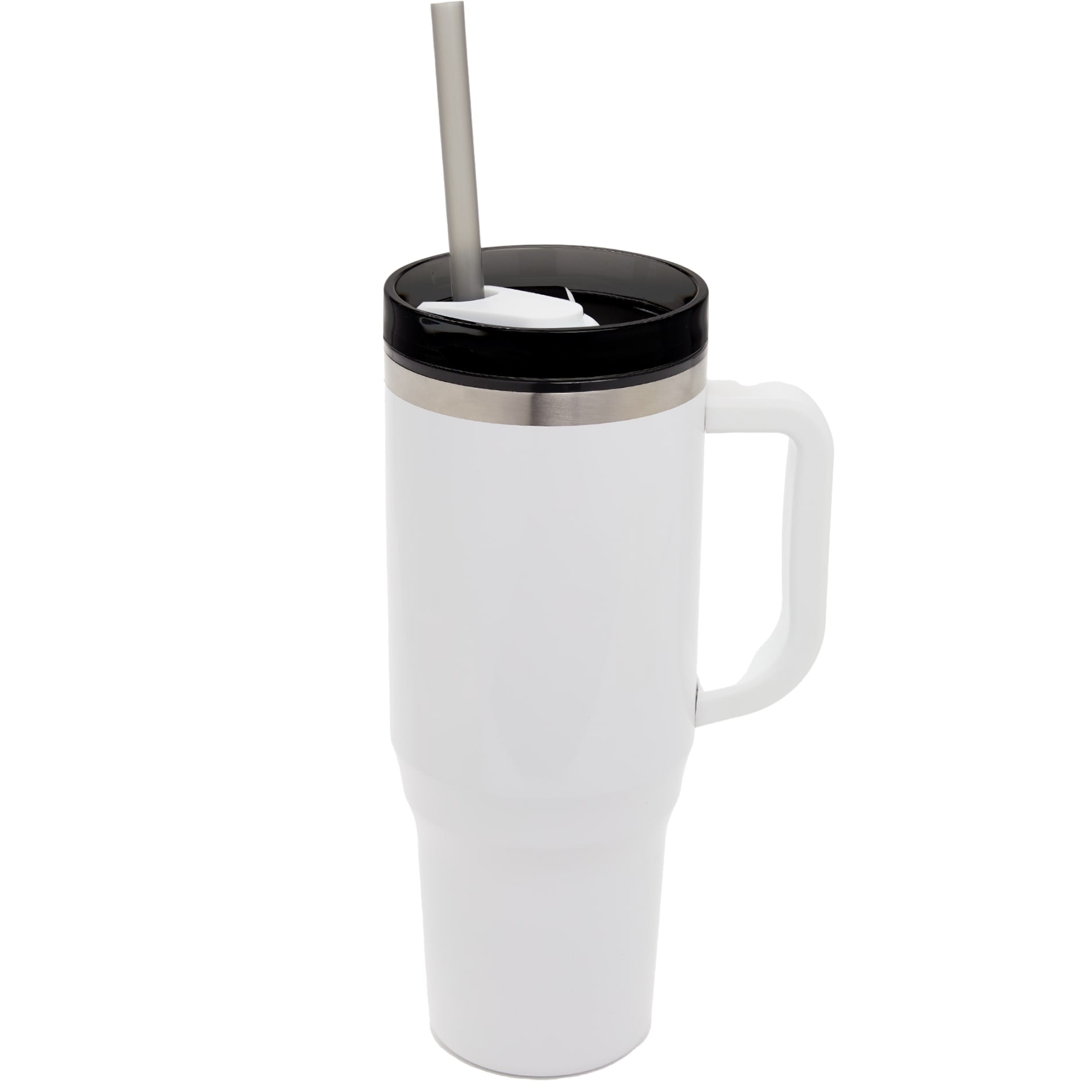Front View of White Thor 40oz Straw Tumbler plain