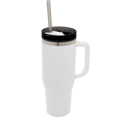 Front View of White Thor 40oz Straw Tumbler plain
