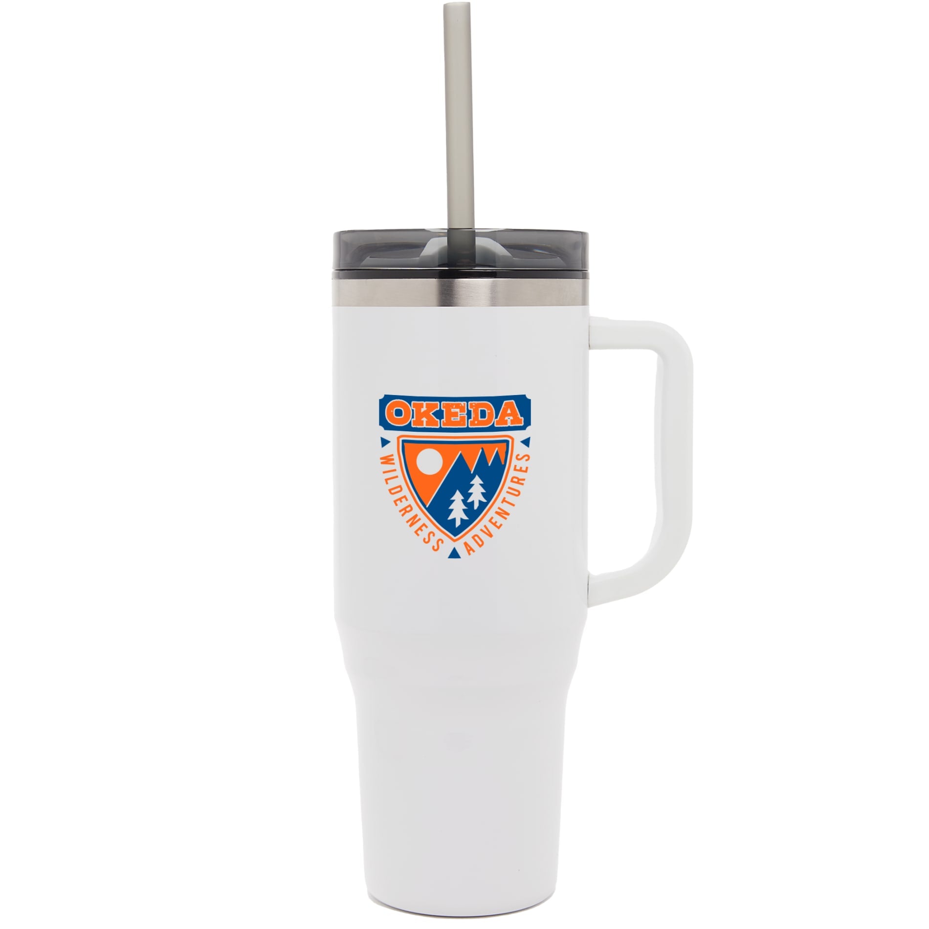 Front View of White Thor 40oz Straw Tumbler