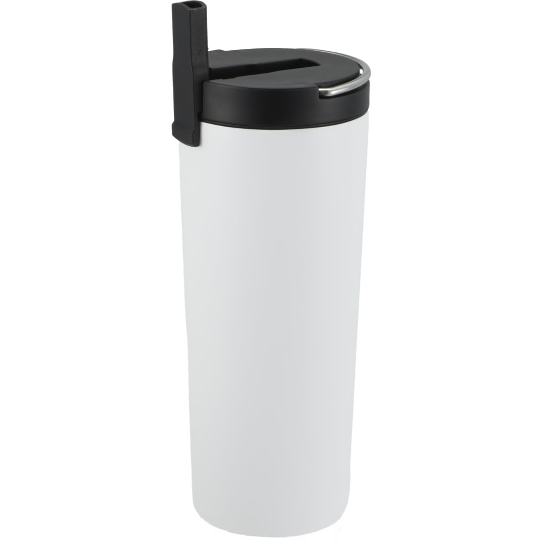 Front View of White Thor Copper Insulated Tumbler 24oz Flip Straw Lid plain