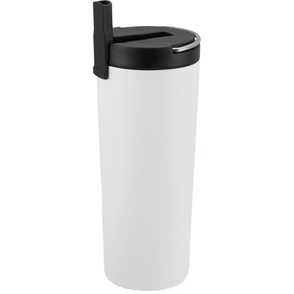 Front View of White Thor Copper Insulated Tumbler 24oz Flip Straw Lid plain
