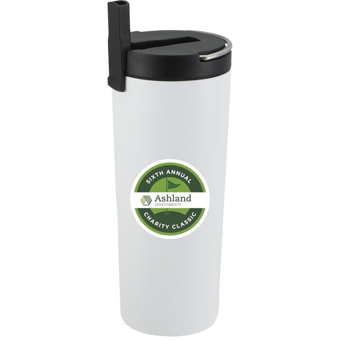 Front View of White Thor Copper Insulated Tumbler 24oz Flip Straw Lid