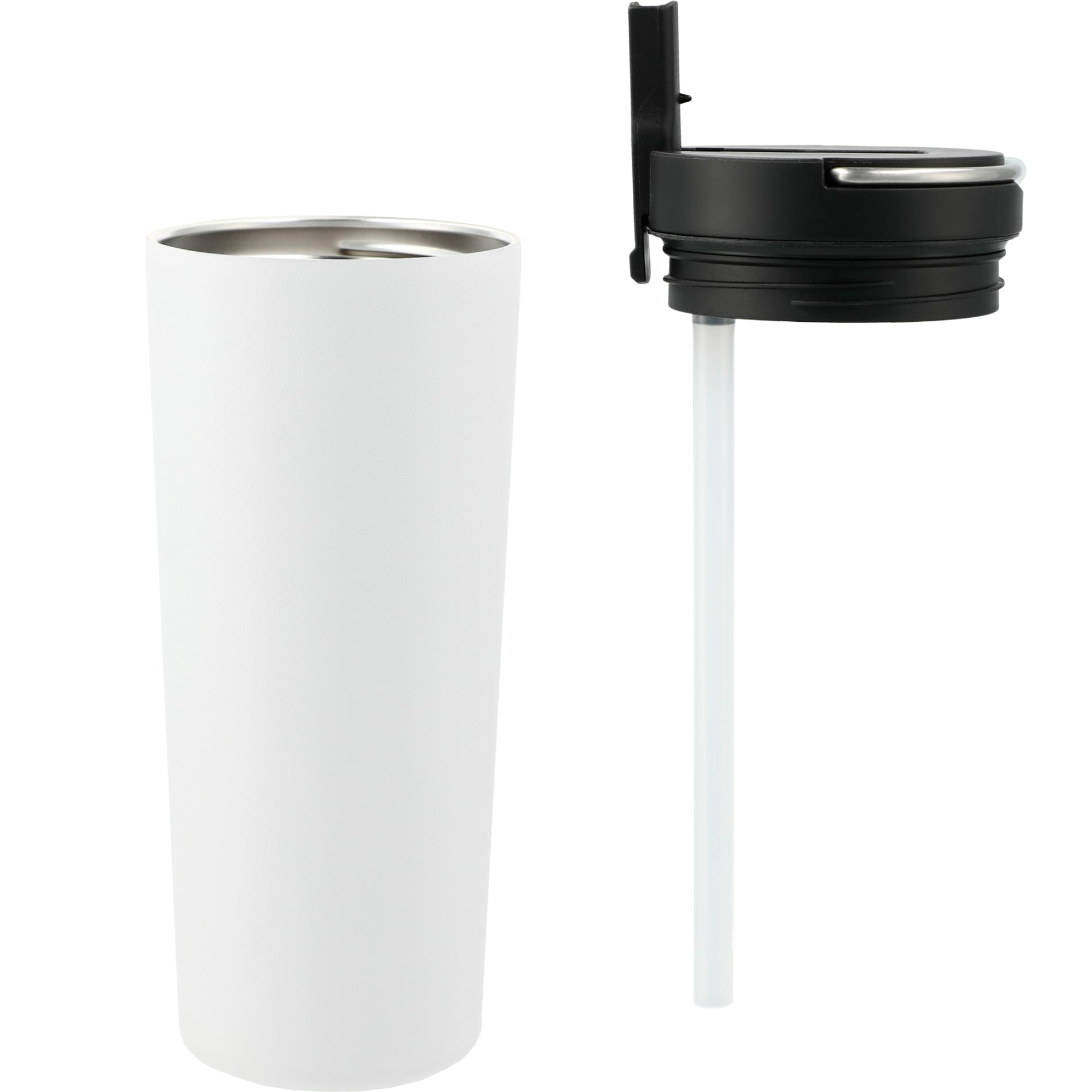Front View of White Thor Copper Insulated Tumbler 24oz Flip Straw Lid