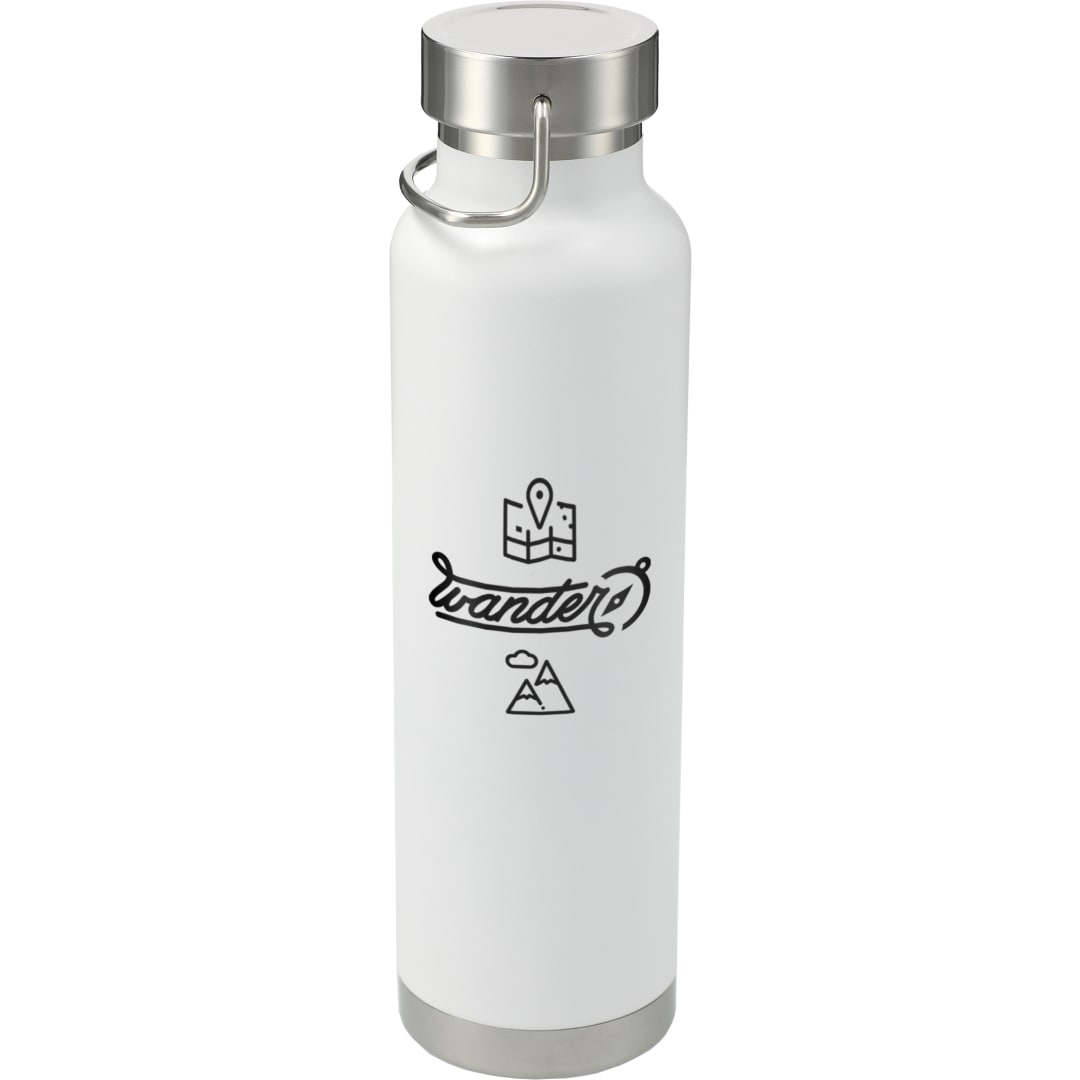 Front View of White Thor Copper Vacuum Insulated Bottle 22oz