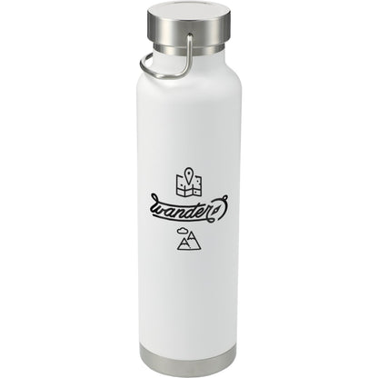 Front View of White Thor Copper Vacuum Insulated Bottle 22oz