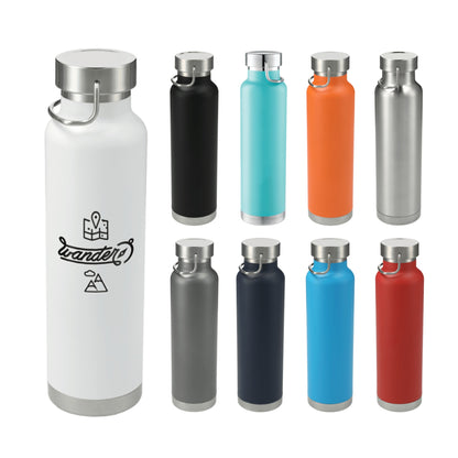 Front View of White Thor Copper Vacuum Insulated Bottle 22oz