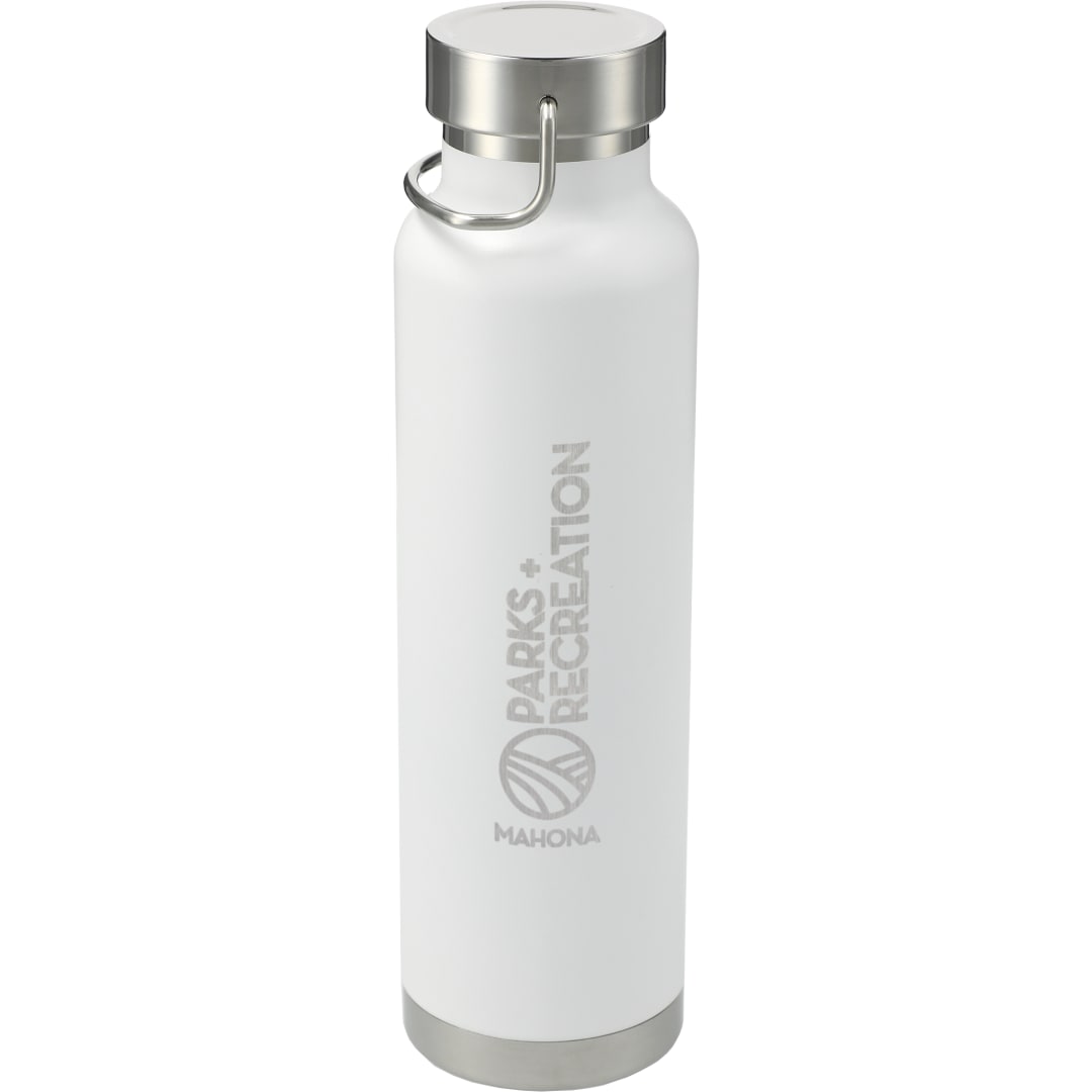 Front View of White Thor Copper Vacuum Insulated Bottle 22oz