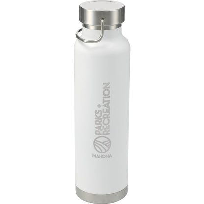 Front View of White Thor Copper Vacuum Insulated Bottle 22oz