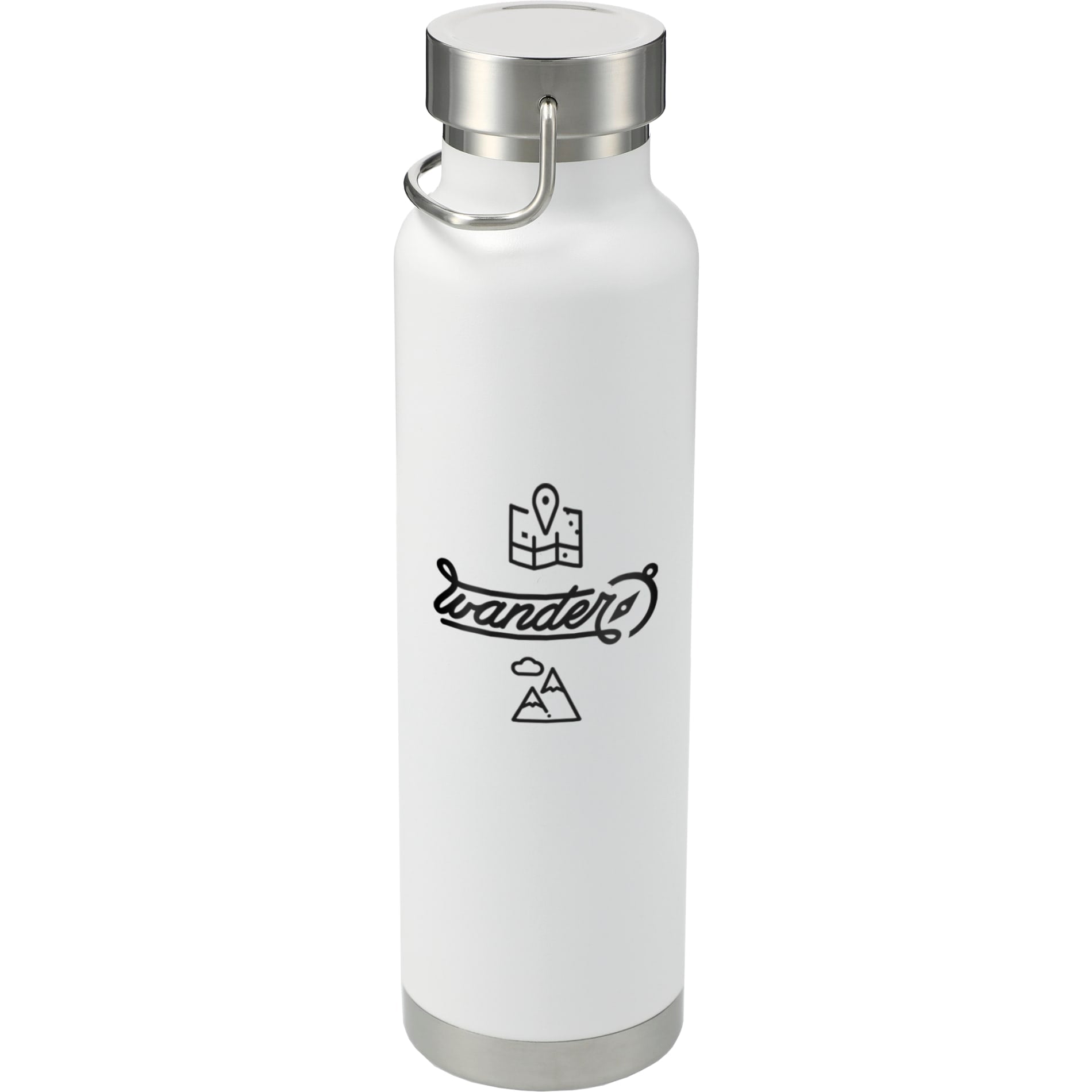 Front View of White Thor Copper Vacuum Insulated Bottle 22oz