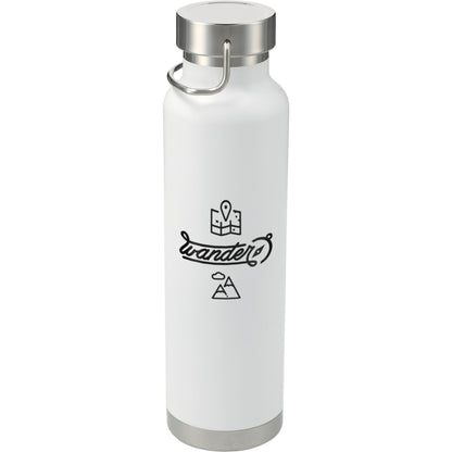 Front View of White Thor Copper Vacuum Insulated Bottle 22oz