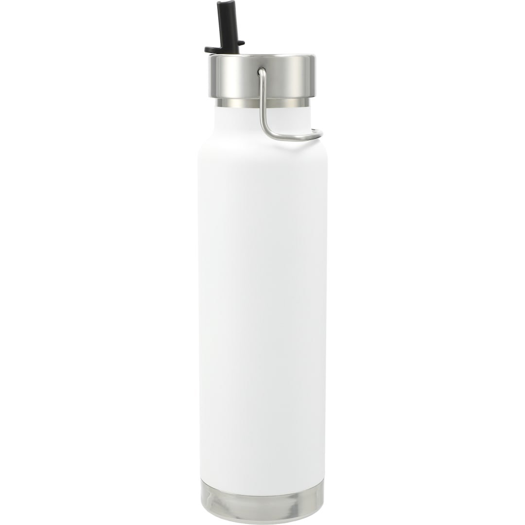 Front View of White Thor Copper Vacuum Insulated Bottle 25oz Straw Lid plain