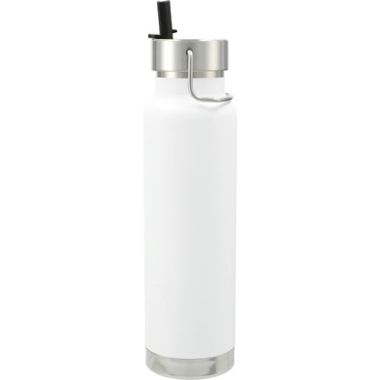 Front View of White Thor Copper Vacuum Insulated Bottle 25oz Straw Lid plain