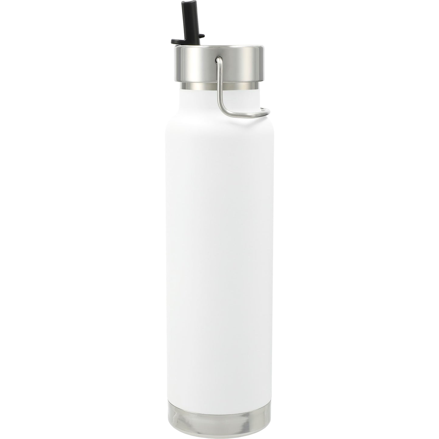 Front View of White Thor Copper Vacuum Insulated Bottle 25oz Straw Lid plain