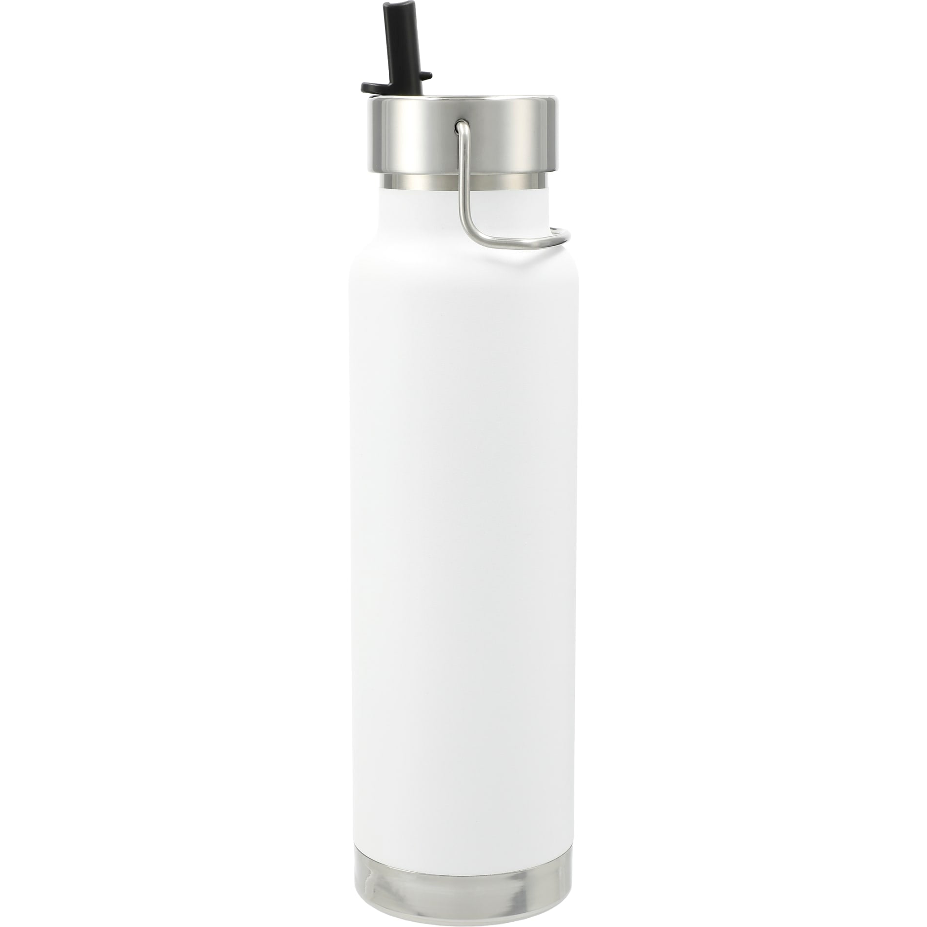 Front View of White Thor Copper Vacuum Insulated Bottle 25oz Straw Lid plain