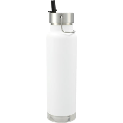 Front View of White Thor Copper Vacuum Insulated Bottle 25oz Straw Lid plain