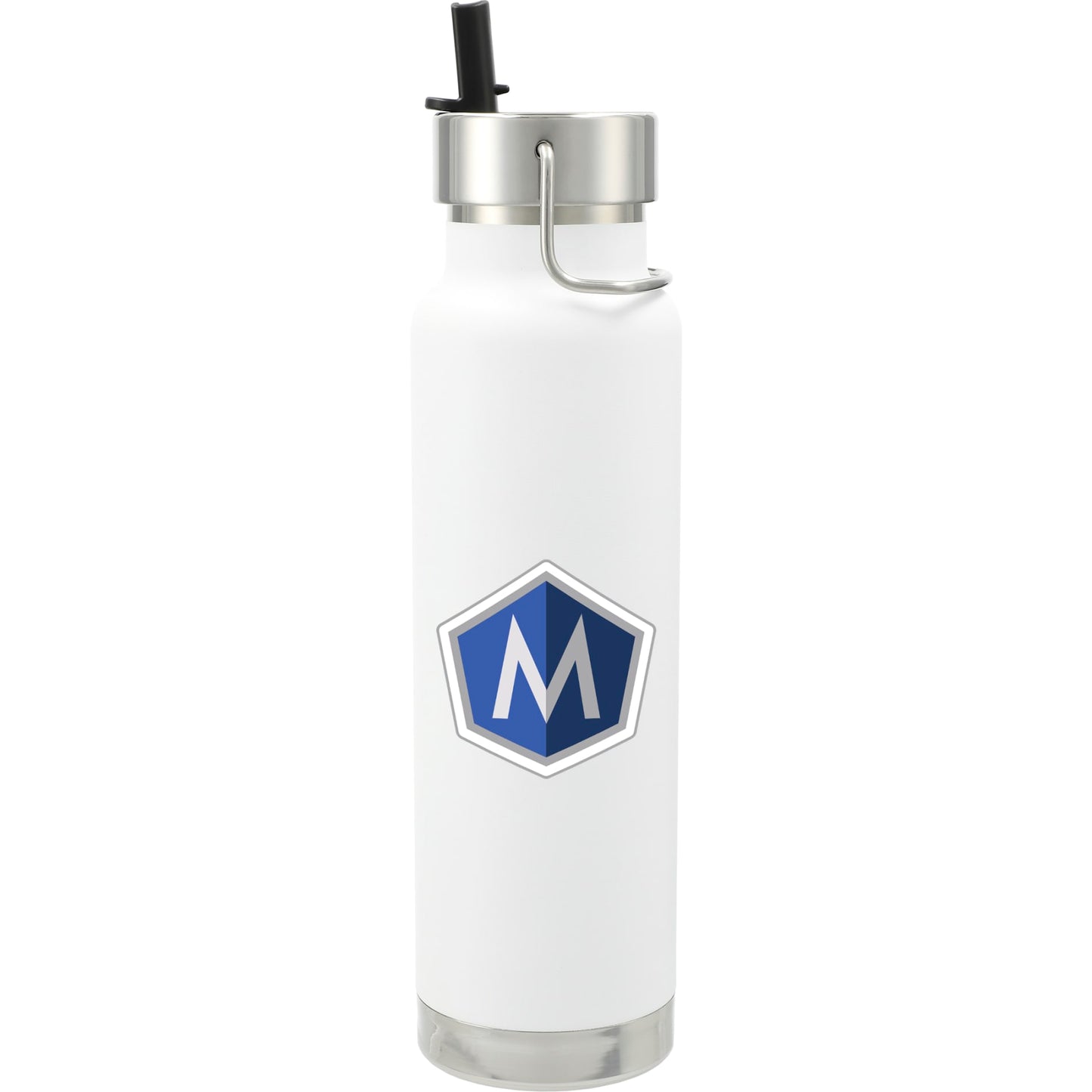 Front View of White Thor Copper Vacuum Insulated Bottle 25oz Straw Lid