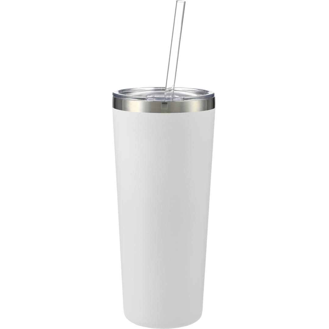 Front View of White Thor Copper Vacuum Insulated Tumbler 22oz plain