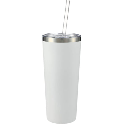 Front View of White Thor Copper Vacuum Insulated Tumbler 22oz plain