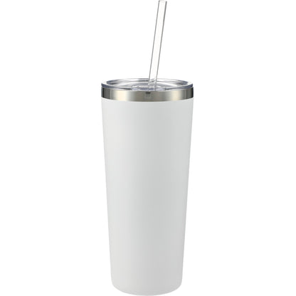 Front View of White Thor Copper Vacuum Insulated Tumbler 22oz plain