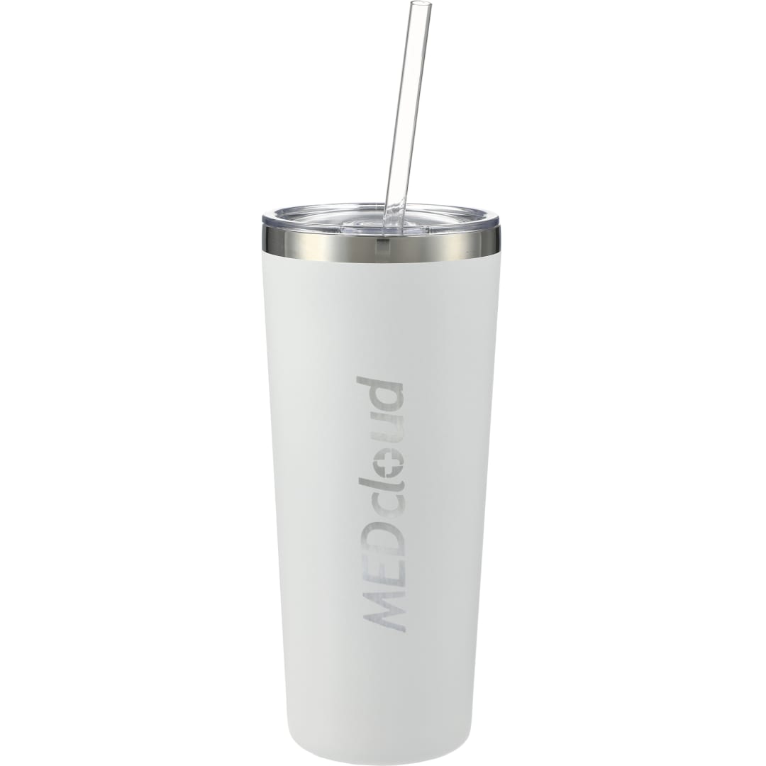 Front View of White Thor Copper Vacuum Insulated Tumbler 22oz