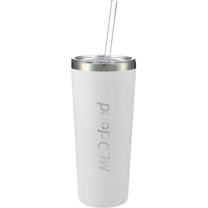 Front View of White Thor Copper Vacuum Insulated Tumbler 22oz