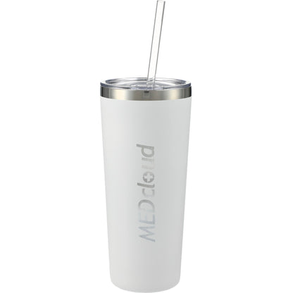 Front View of White Thor Copper Vacuum Insulated Tumbler 22oz