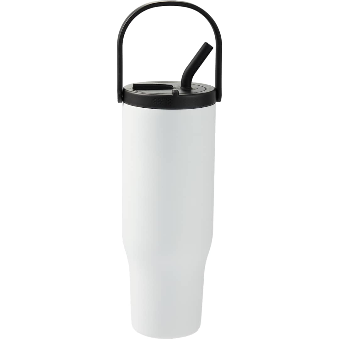 Front View of White Trinity Recycled Straw Leak proof Tumbler 30oz plain