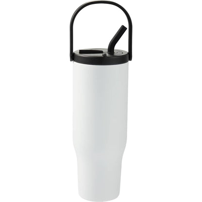 Front View of White Trinity Recycled Straw Leak proof Tumbler 30oz plain