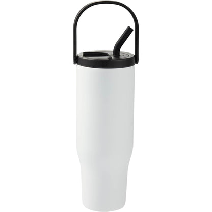 Front View of White Trinity Recycled Straw Leak proof Tumbler 30oz plain