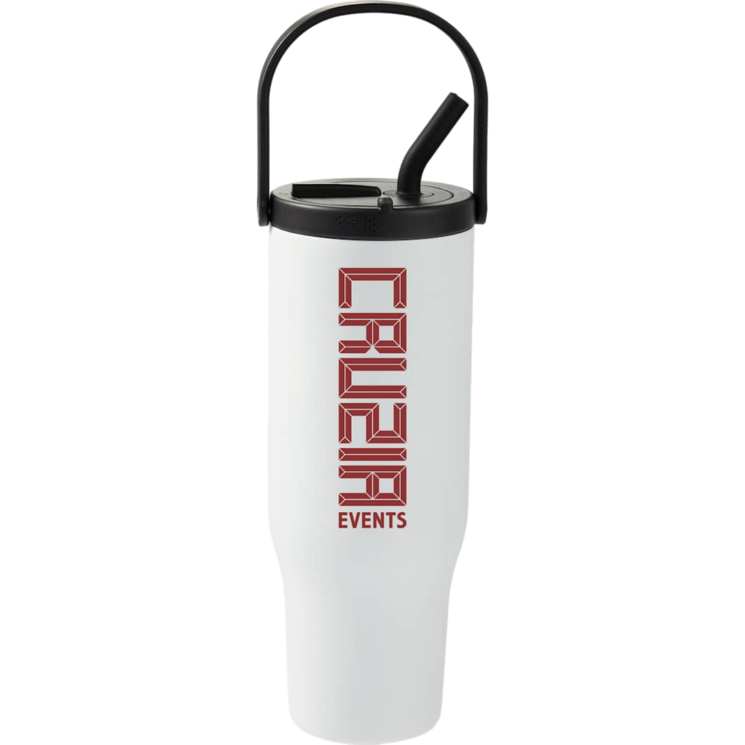 Front View of White Trinity Recycled Straw Leak proof Tumbler 30oz