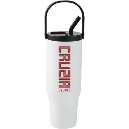 Front View of White Trinity Recycled Straw Leak proof Tumbler 30oz