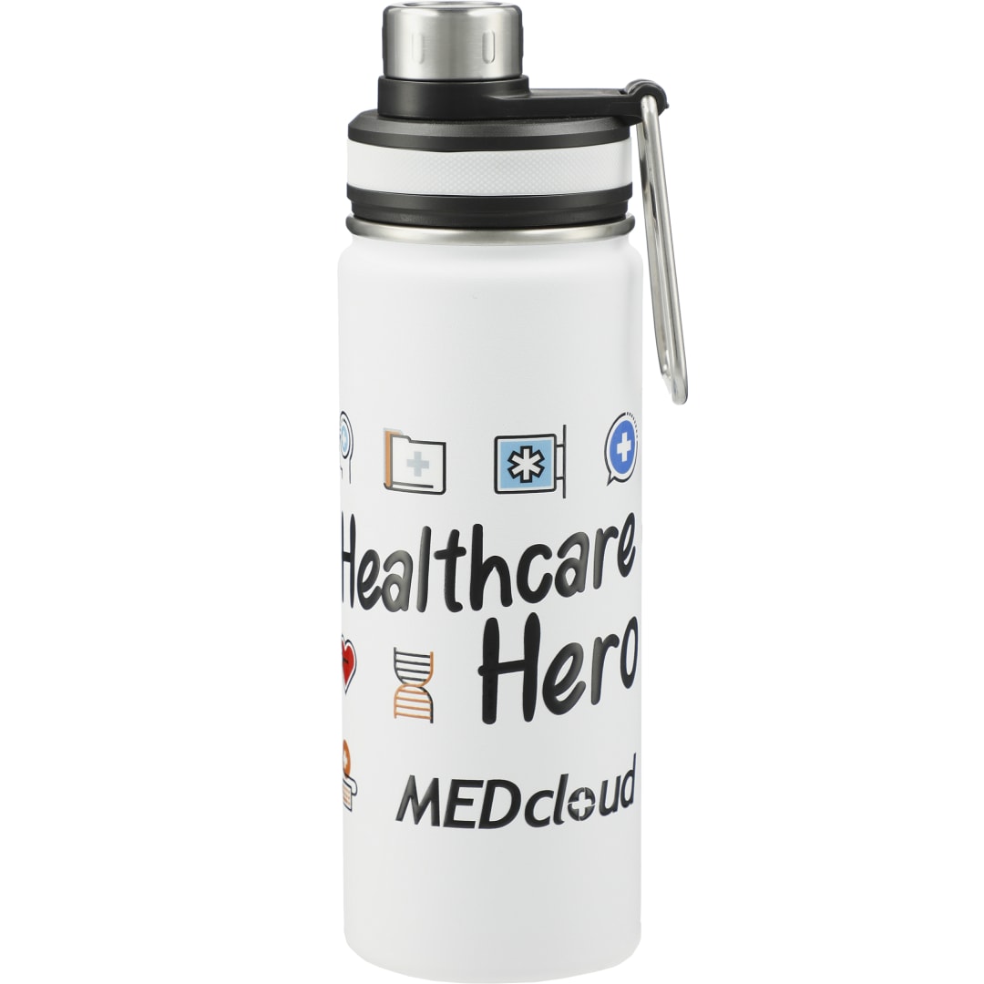 Front View of White Vasco Copper Vacuum Insulated Bottle 20oz