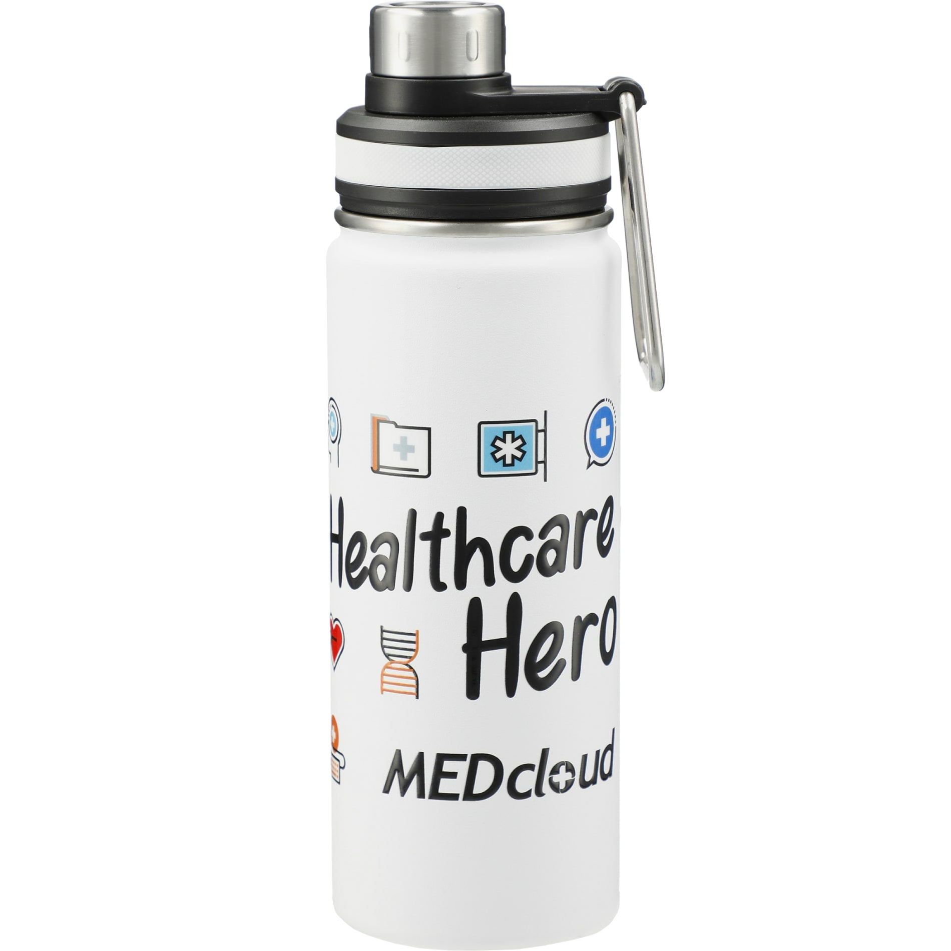 Front View of White Vasco Copper Vacuum Insulated Bottle 20oz