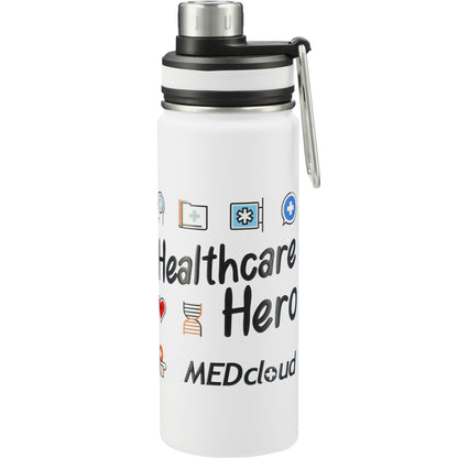 Front View of White Vasco Copper Vacuum Insulated Bottle 20oz