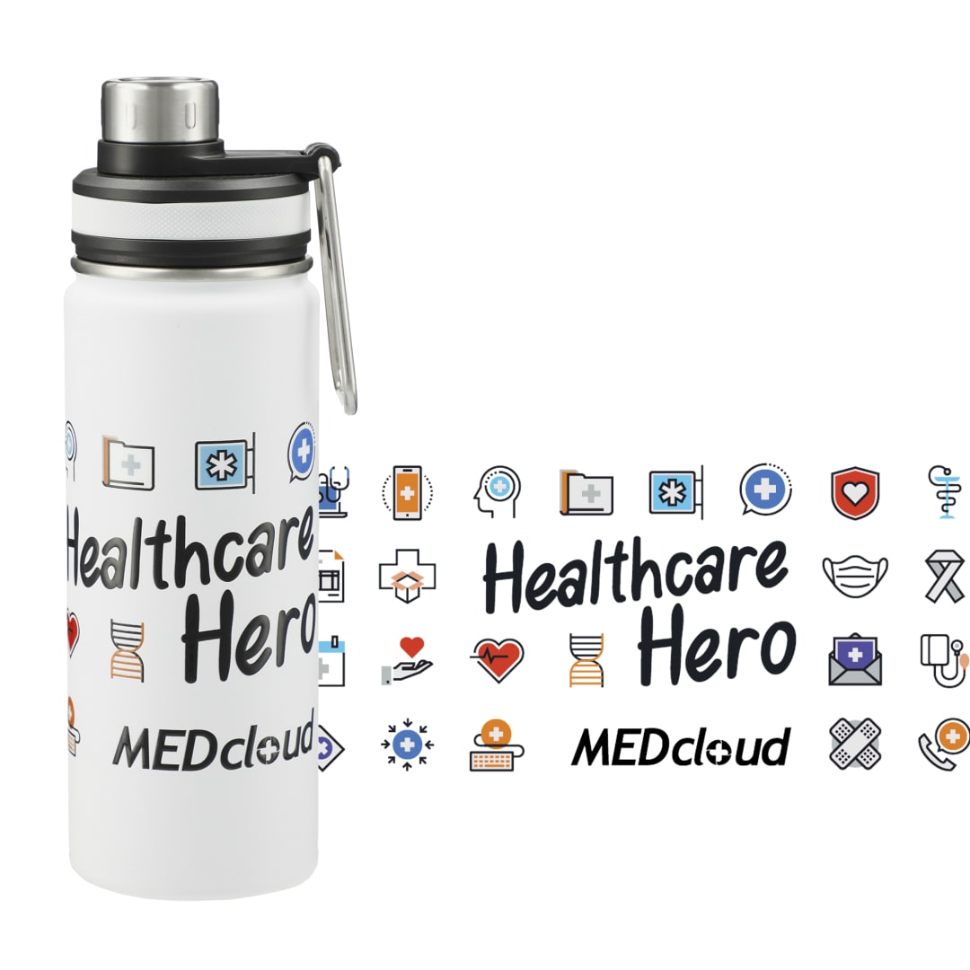 Front View of White Vasco Copper Vacuum Insulated Bottle 20oz