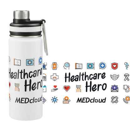 Front View of White Vasco Copper Vacuum Insulated Bottle 20oz