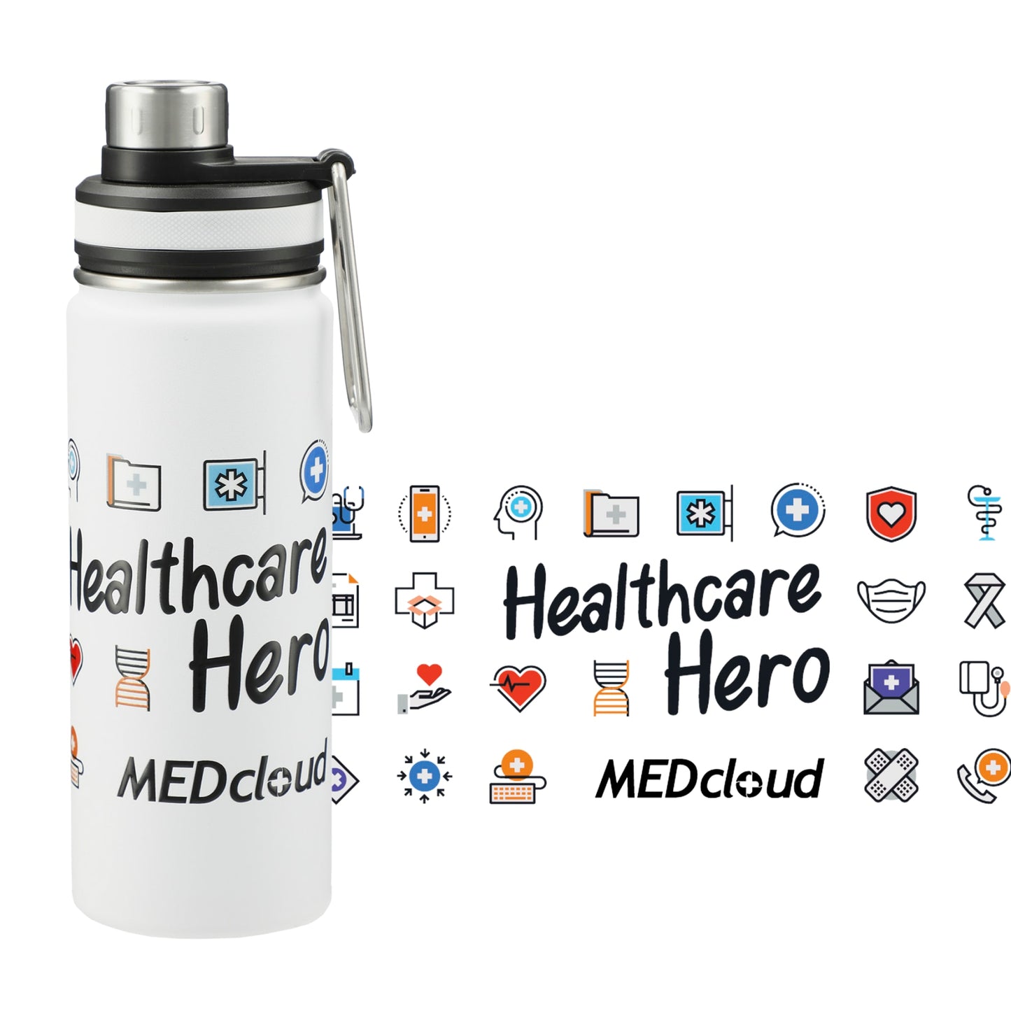 Front View of White Vasco Copper Vacuum Insulated Bottle 20oz