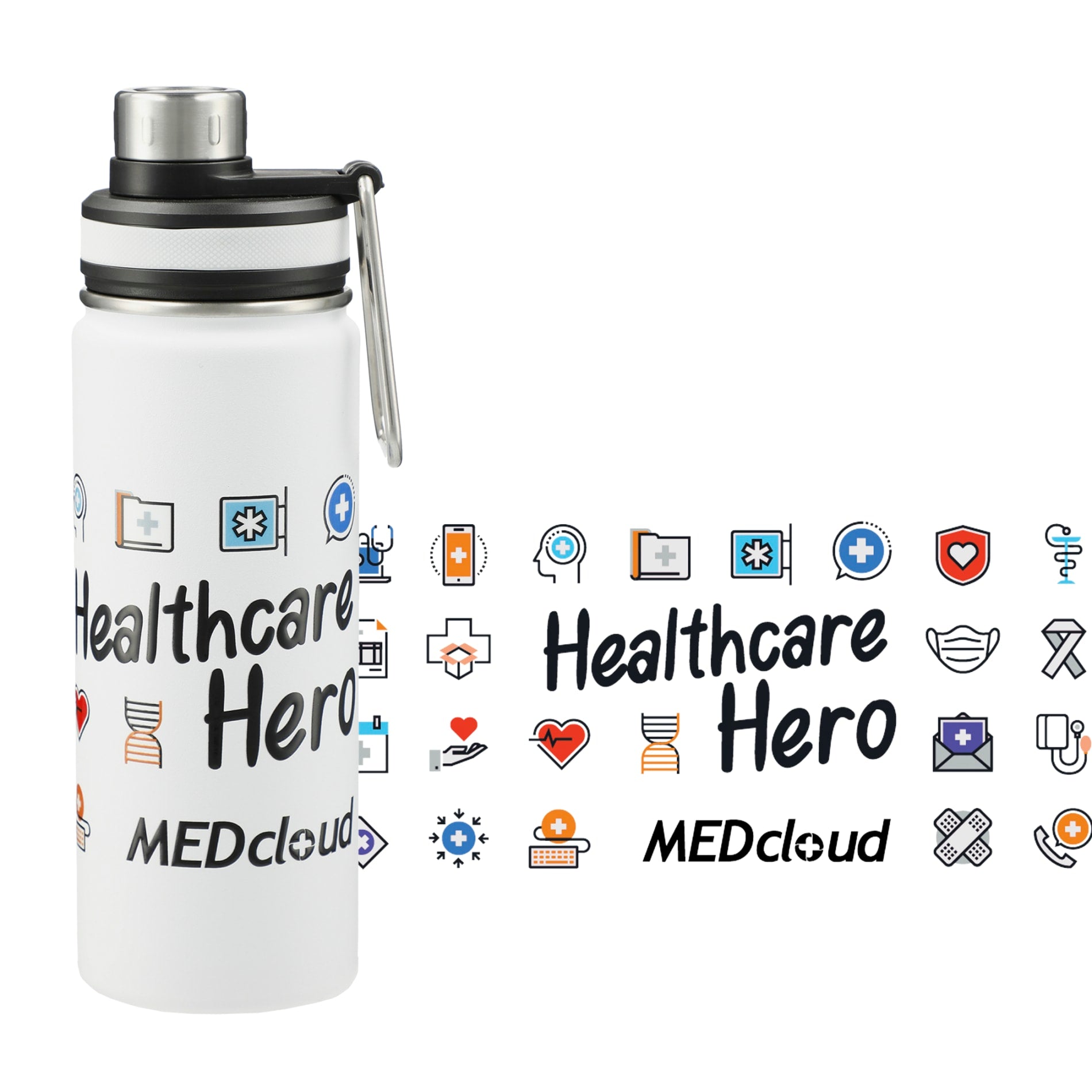 Front View of White Vasco Copper Vacuum Insulated Bottle 20oz