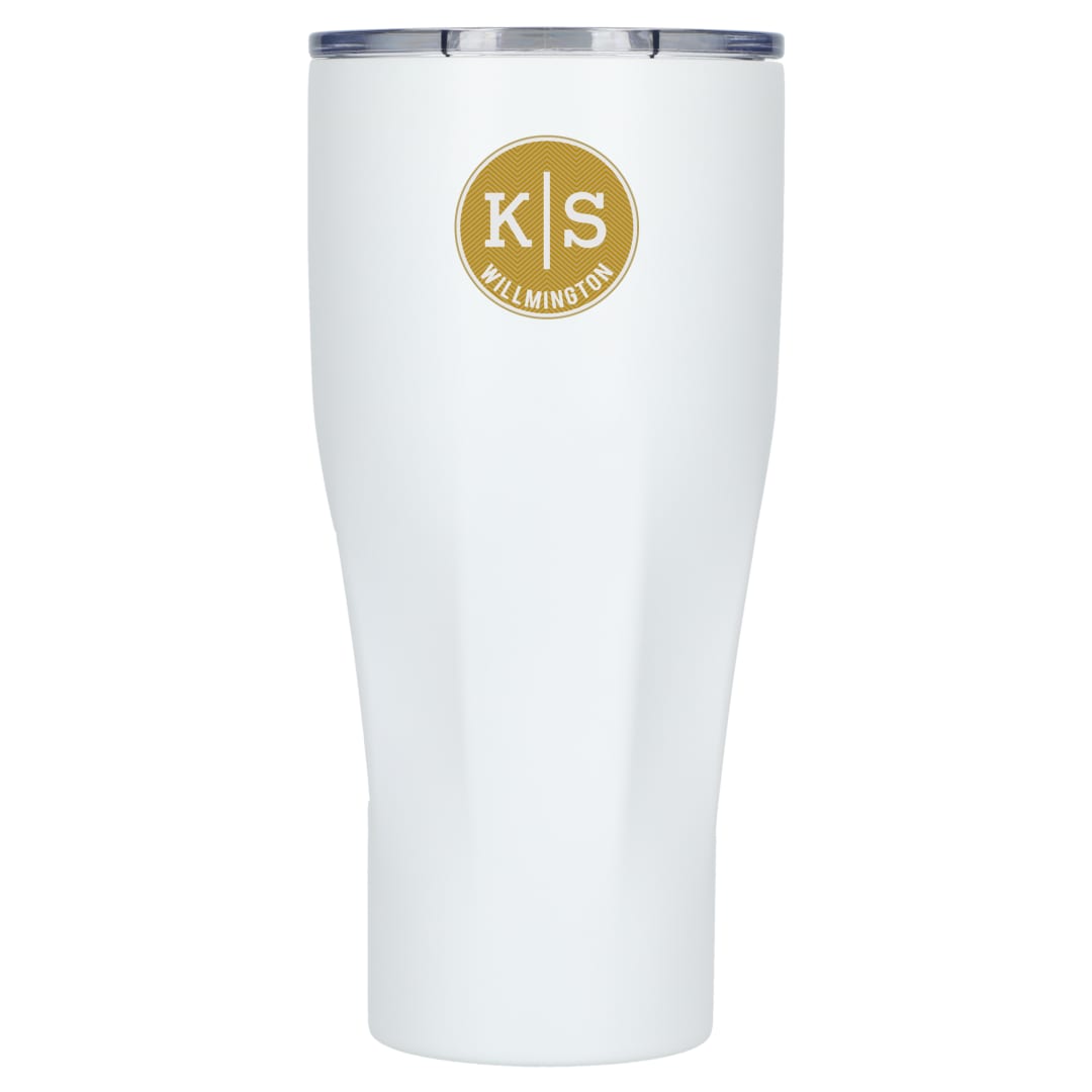 Front View of White Victor Recycled Vacuum Insulated Tumbler 20oz