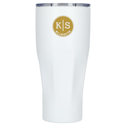 Front View of White Victor Recycled Vacuum Insulated Tumbler 20oz