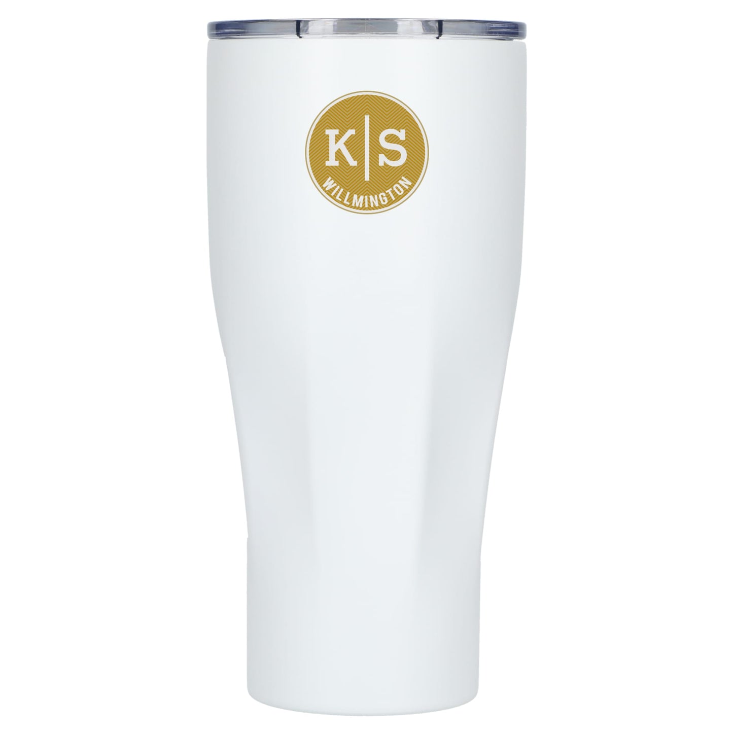 Front View of White Victor Recycled Vacuum Insulated Tumbler 20oz