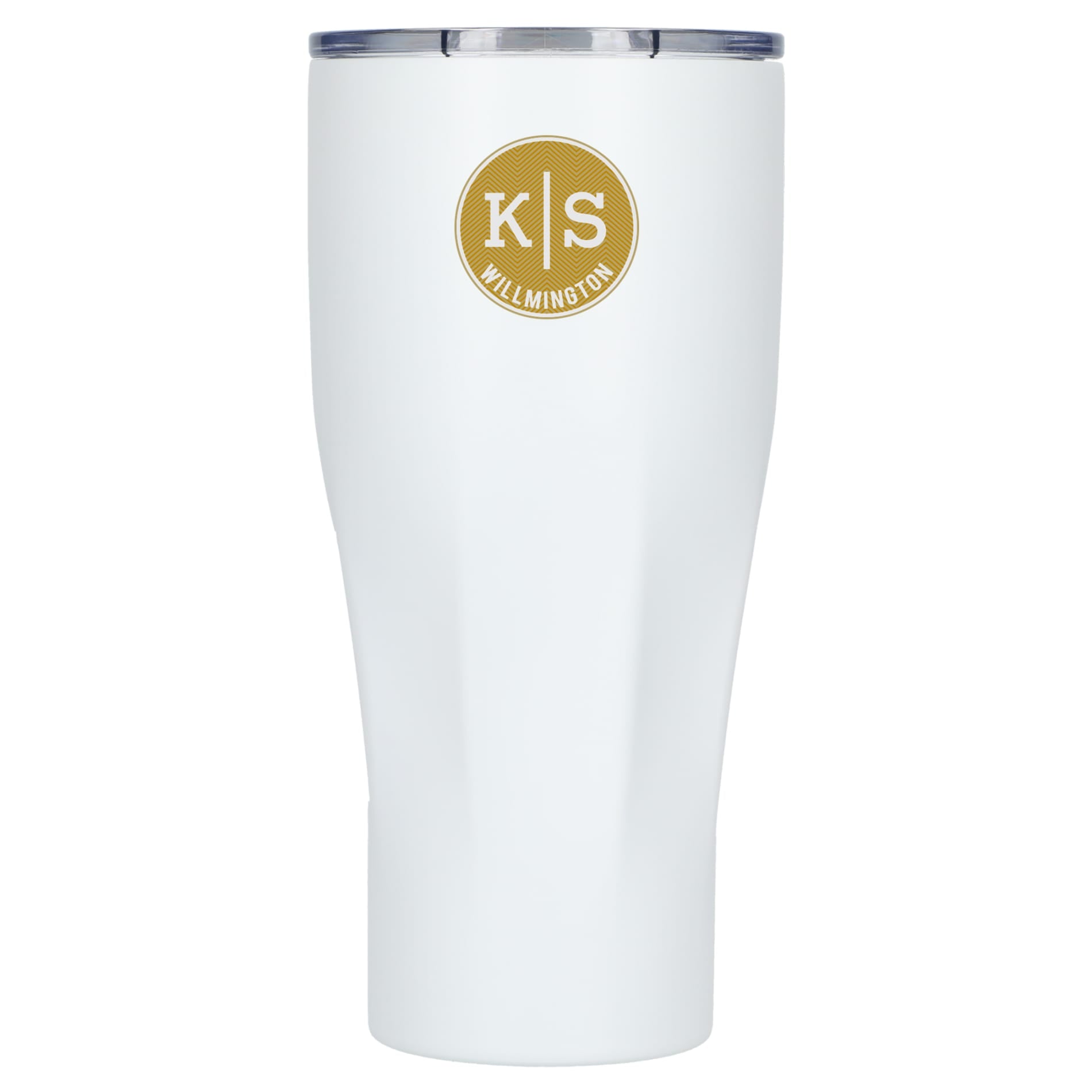 Front View of White Victor Recycled Vacuum Insulated Tumbler 20oz