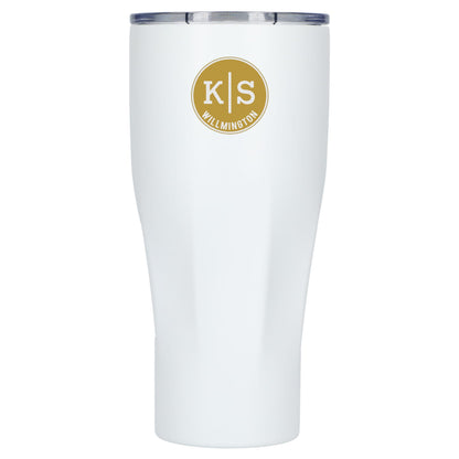 Front View of White Victor Recycled Vacuum Insulated Tumbler 20oz