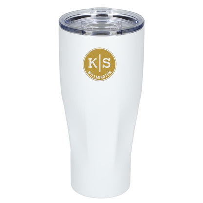 Front View of White Victor Recycled Vacuum Insulated Tumbler 20oz